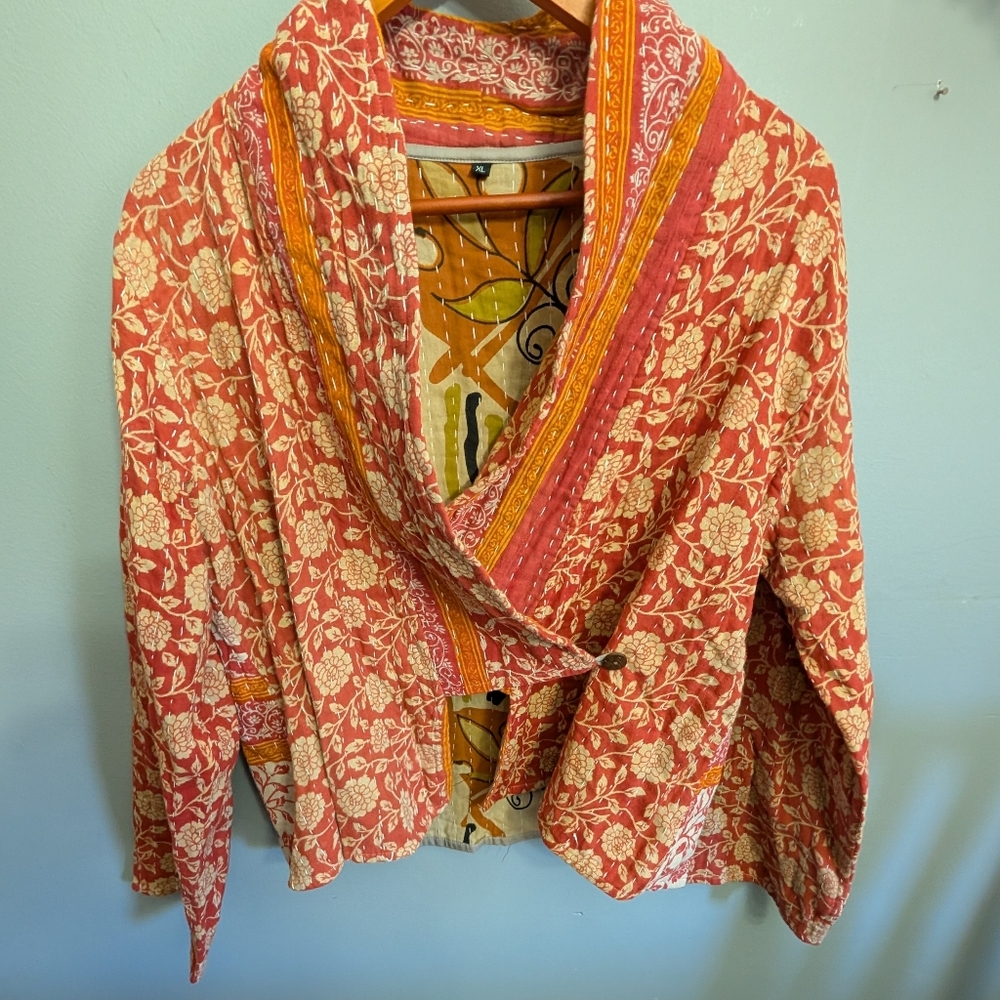 Floral Patterned Open Front Jacket - image 5